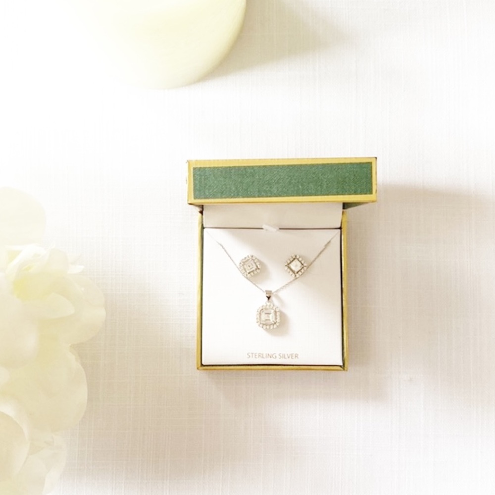 Sterling Silver & Cubic Zirconia | Necklace & Earring Set